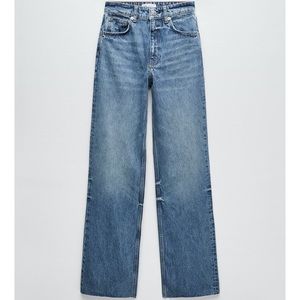 Zara Wide Leg High Rise Full Length Jeans